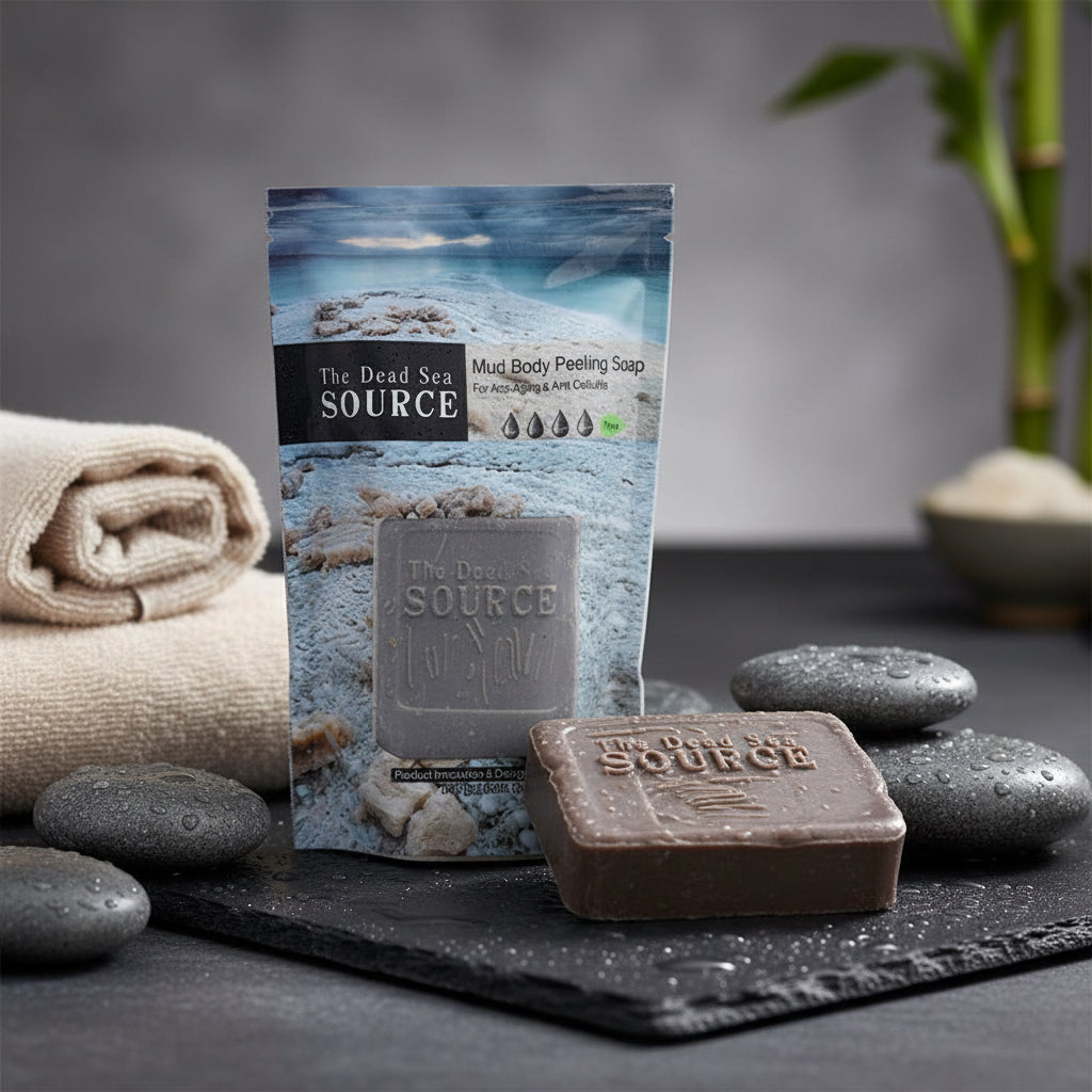 Dead Sea Mud Body Peeling Soap - For Anti-Aging & Anti Cellulite - By The Dead Sea Source