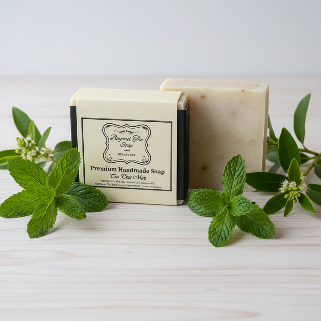 Beyond the Soap tea tree mint natural soap bar – antibacterial handmade soap with hemp oil